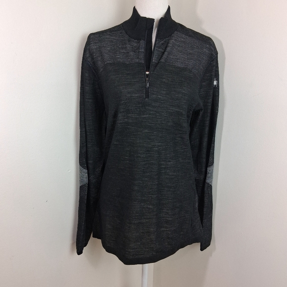 Smartwool Intraknit Merino 200 1/4-Zip Top Men's Size Large In Black/White NWT - Picture 13 of 13